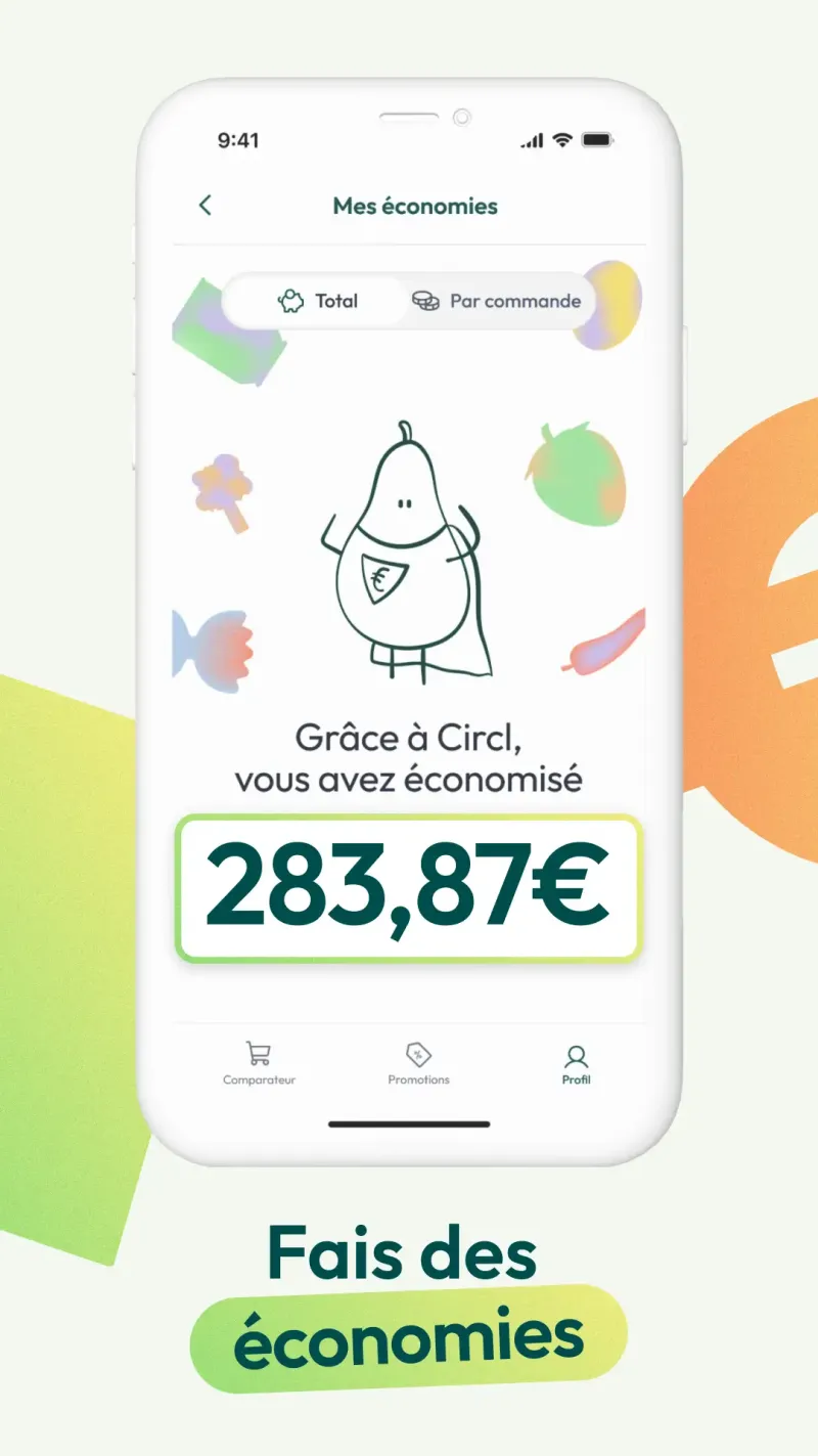 Application Circl : l'écran des économies réalisées