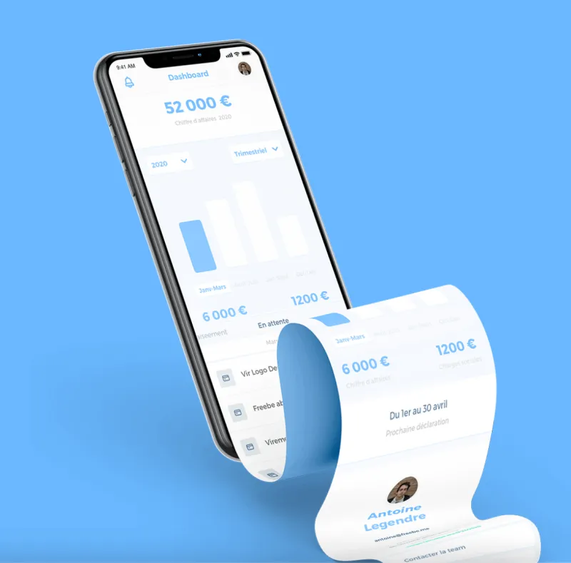 Application Freebe : tableau de bord du chiffre d'affaires d'un freelance
