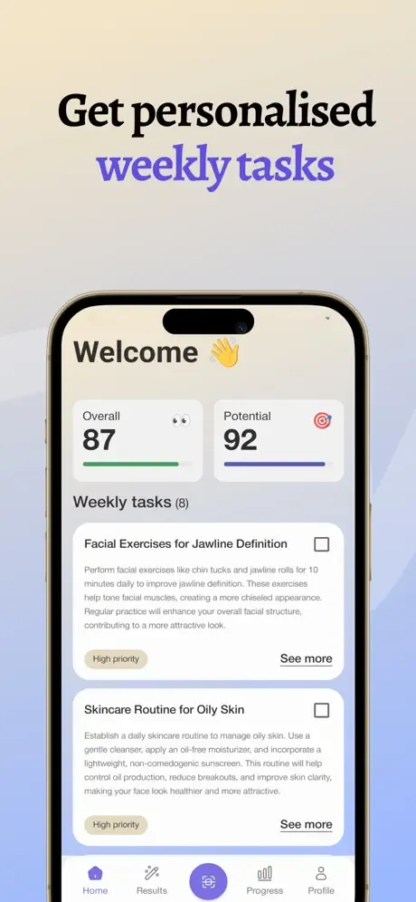 Application UMAX : les tâches personnalisées de la semaine sur un iPhone